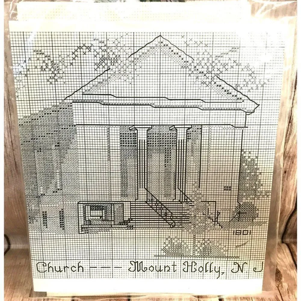 Historic 1801 First Baptist Church Custom Designed Counted Cross Stitch Kit NEW - Picture 1 of 2